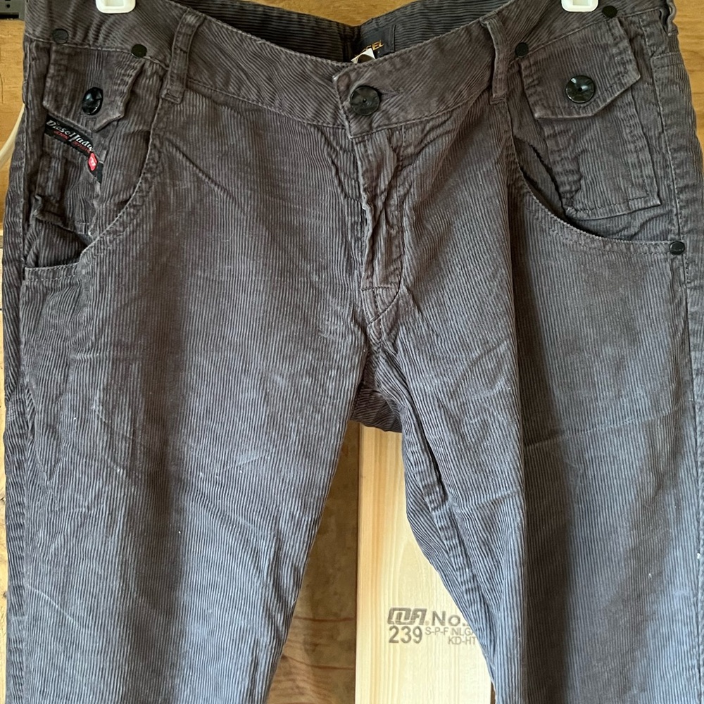 VINTAGE Diesel gray very skinny Corduroy pants. Super low rise Y2K size 30